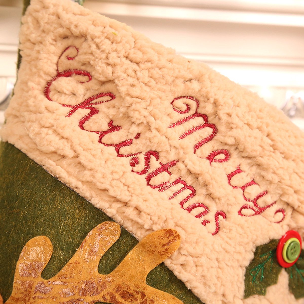 Gift Bags - 23 Inch Christmas Stockings - Santa and Reindeer Pattern - Extra Soft Plush Cuff - Classic Christmas Stocking Decoration - Perfect for Family Holiday Decor（B） - Image 2
