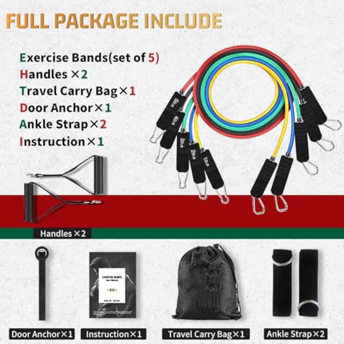Resistance Bands - Exercise Bands - Training Bands - Resistance Bands with Handles for Men and Women - Exercise Bands for Fitness and Strength Training at Home - Image 4