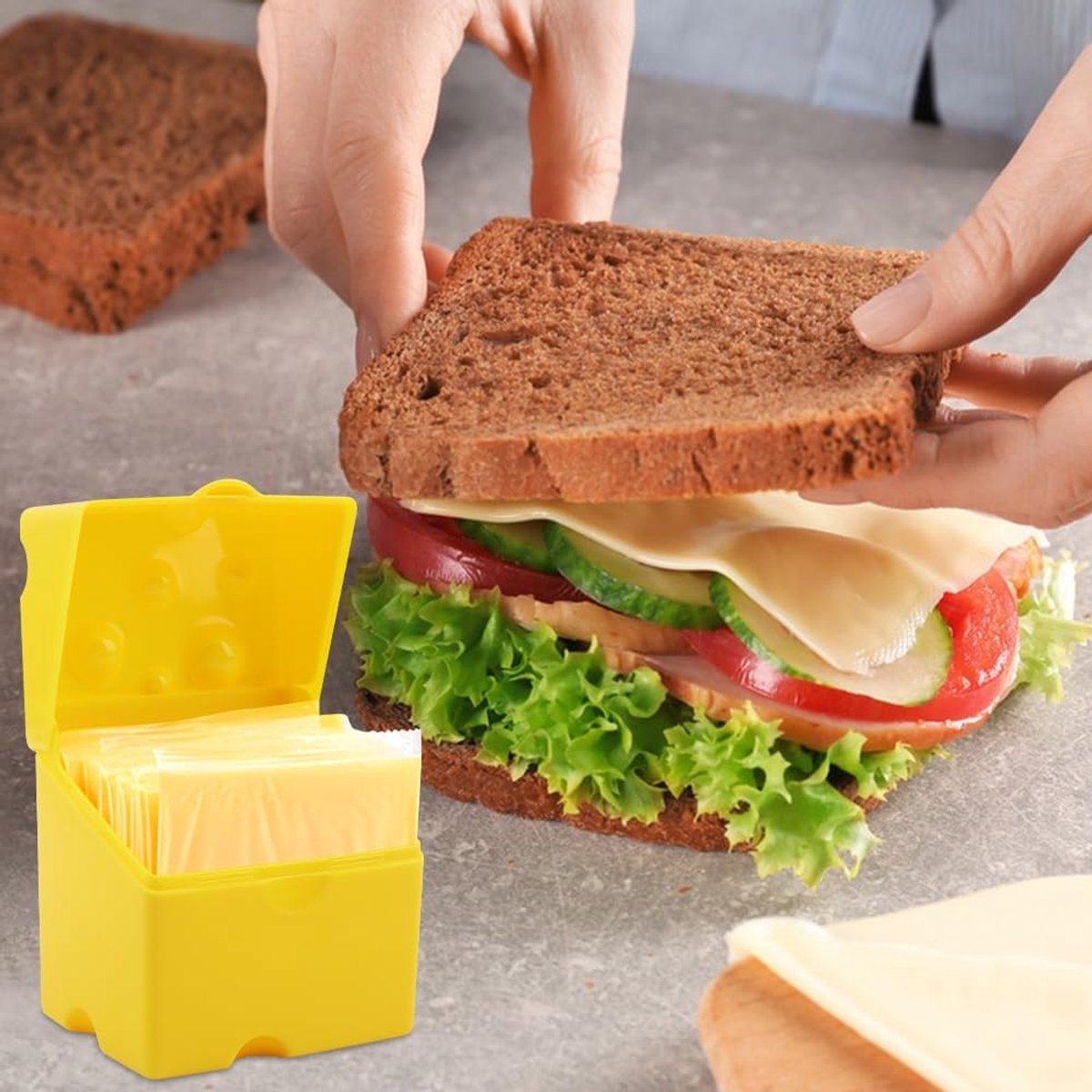 2-Pack Cheese Storage Boxes with Lids - For Sliced & Grated Cheese in the Fridge - Dishwasher Safe - Image 3