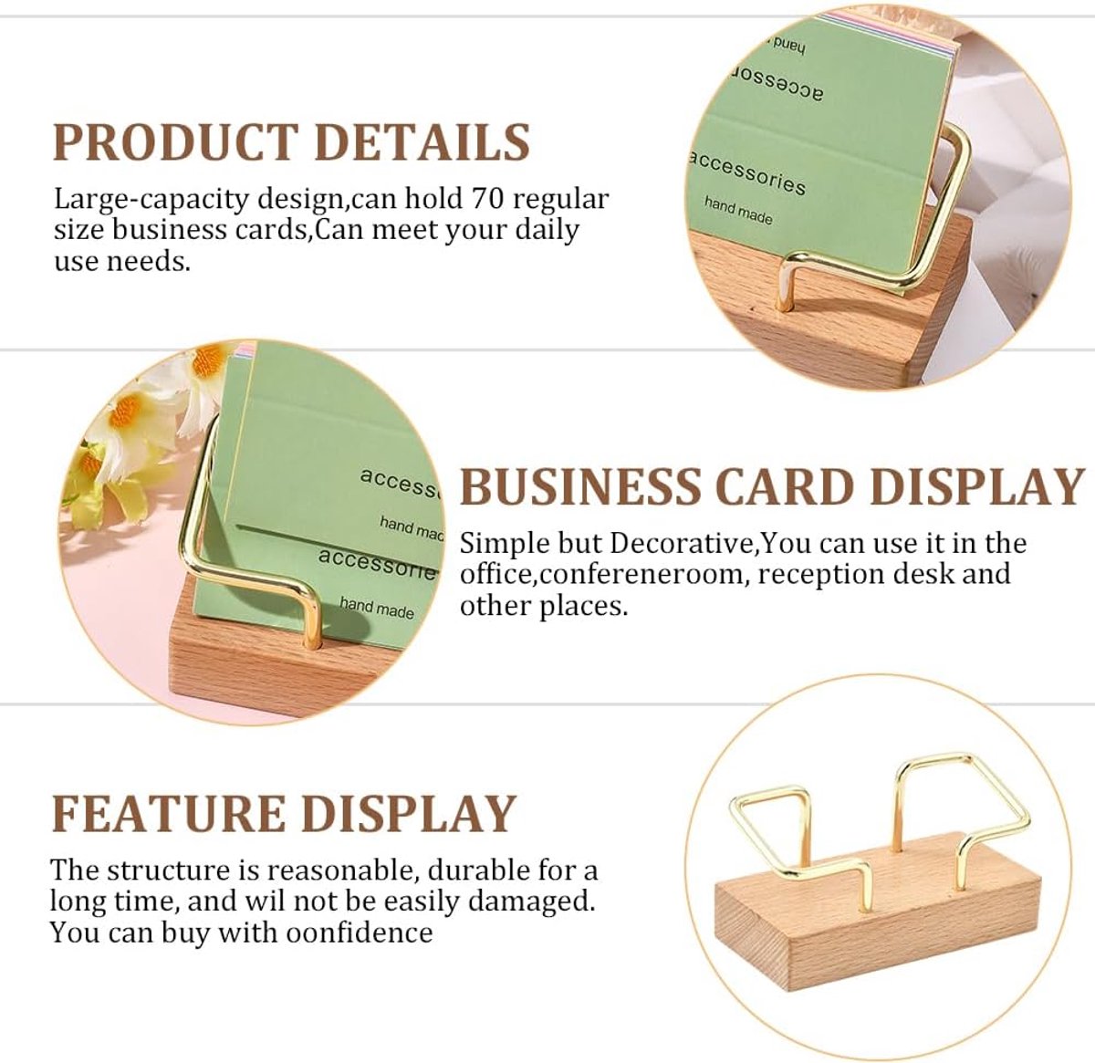 Business Card Holder - Wooden Display Rack - Desk Business Card Holder - Wooden Business Card Holder - Suitable for offices, homes, exhibition stands, receptions, events, meeting rooms and as a promotional gift.（B） - Image 2