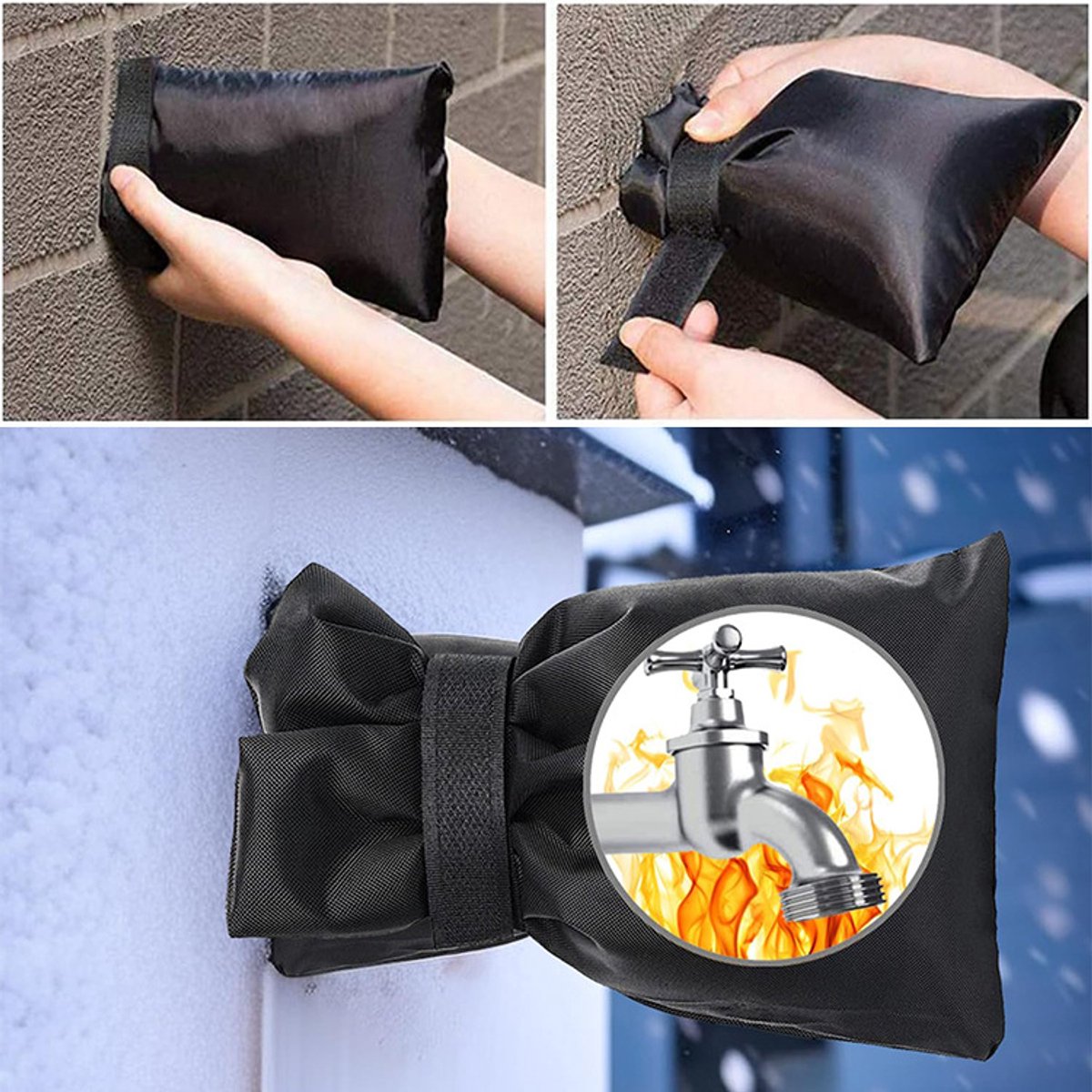 Anti-freeze cover for water taps - 3-piece pack - Insulated anti-freeze cover - Protective cover for water pipes against ice formation - Image 2