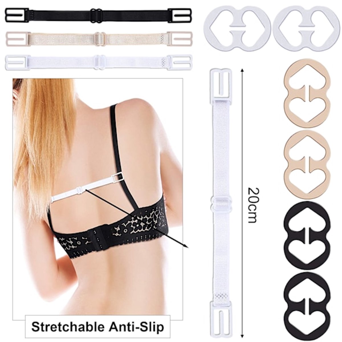 Clothespins - Bra Band Clips - 3 Bra Band Clips and 6 Pairs of Bra Clips - Adjustable Bra Band Clips - Soft and comfortable, stretchy and suitable for all cup sizes - Image 4