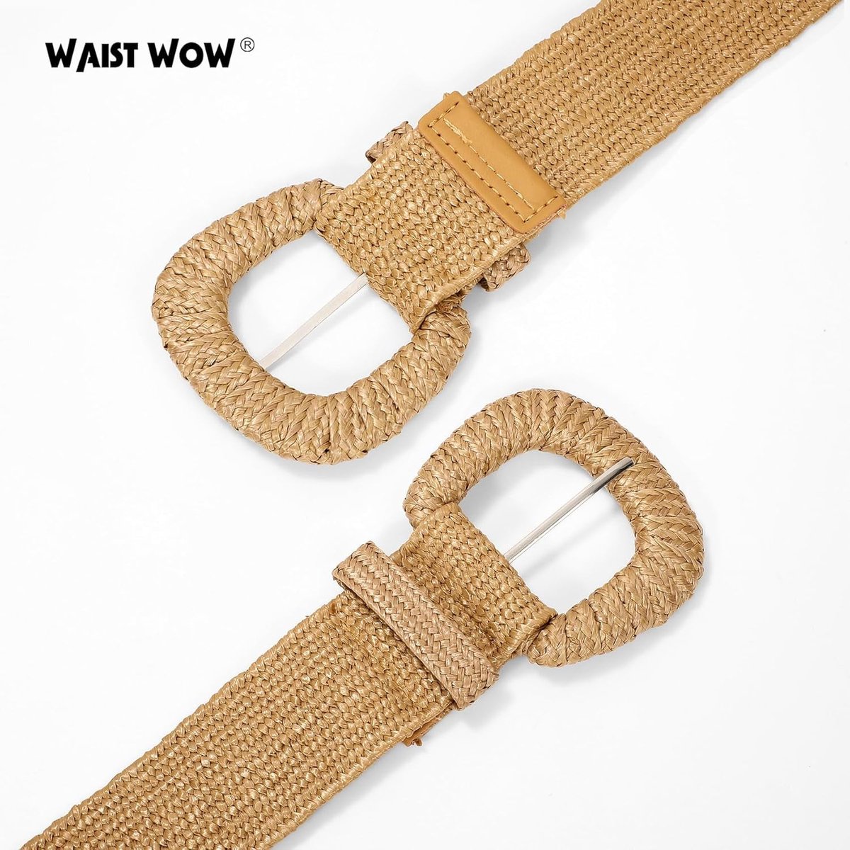 Belts - Women's stretch straw belts - Fashionable Bohemian belts - Rattan belts Raffia women's belts - Image 3