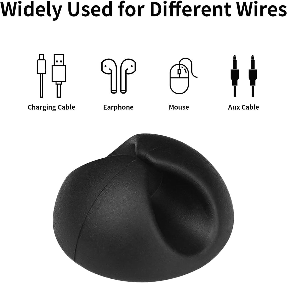 Pack of 12 Cable Clips - Black, Self-Adhesive Cable Organizer - Charger Holder - Cable Organizer - Suitable for bedside tables, desks, offices and for storing mice. - Image 4