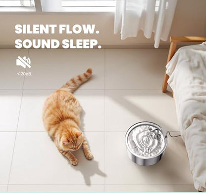 Cat Drinking Fountain - Quiet Drinking Fountain for Cats - 3.2L Stainless Steel Water Fountain with Filter - Cat Water Fountain - Cat Drinking Bowl - Includes 4 Cat Fountain Filters - for Cats and Dogs - Image 2