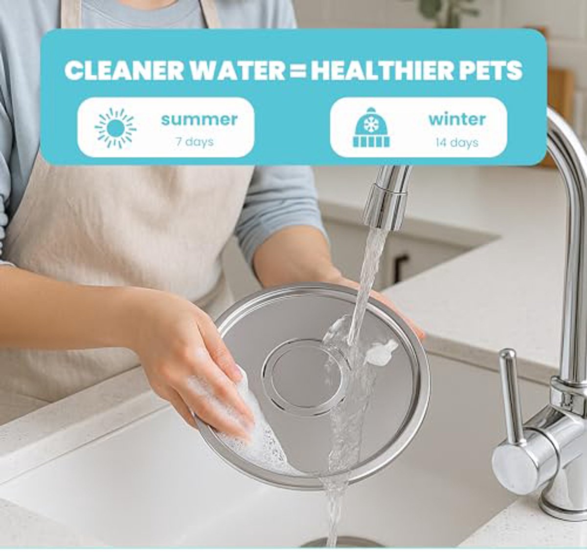 Cat Drinking Fountain - Quiet Drinking Fountain for Cats - 3.2L Stainless Steel Water Fountain with Filter - Cat Water Fountain - Cat Drinking Bowl - Includes 4 Cat Fountain Filters - for Cats and Dogs - Image 3