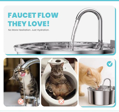 Cat Drinking Fountain - Quiet Drinking Fountain for Cats - 3.2L Stainless Steel Water Fountain with Filter - Cat Water Fountain - Cat Drinking Bowl - Includes 4 Cat Fountain Filters - for Cats and Dogs - Image 5