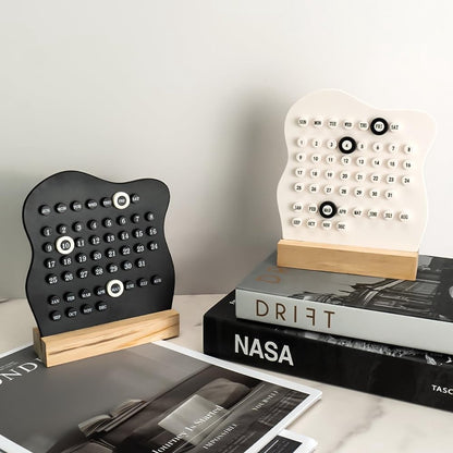 Desktop Perpetual Calendar - 2026 Calendar - Reusable Block Calendar for the Desk - 2026 Monthly Calendar - Modern Ring Date Calendar - Black - Image 3