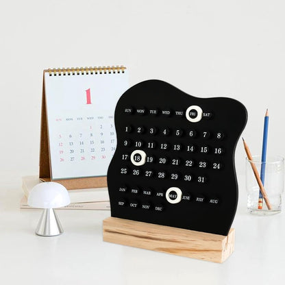 Desktop Perpetual Calendar - 2026 Calendar - Reusable Block Calendar for the Desk - 2026 Monthly Calendar - Modern Ring Date Calendar - Black - Image 6