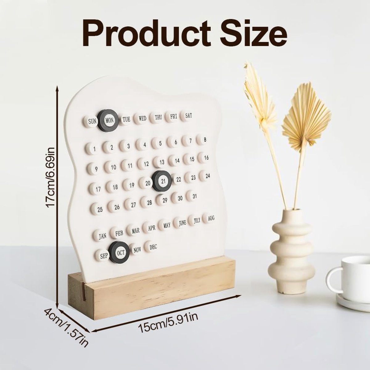 Desktop Perpetual Calendar - 2026 Calendar - Reusable Block Calendar for the Desk - 2026 Monthly Calendar - Modern Ring Date Calendar - White - Image 4