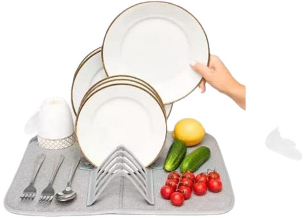 Folding Coasters - Kitchen Placemats - Draining Mats - Storage Racks - Suitable for Kitchens (Grey) - Image 3