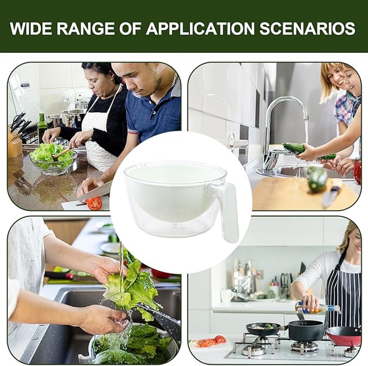 Kitchen Tools - Dishwashing Liquid - Fruit Washing Basin - Dish Drainer - Rotating Dish Drainer - Suitable for kitchen salads, mixing food, fruits, vegetables and other snacks. - Image 5