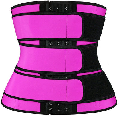 Women Sweat Reducer Training Belt - Sweatband - Waist Trainer - Slimming Belly Band - 3-Row Closure & Breathable Material - Extended Sizes (S to 6XL) - Red, 5XL