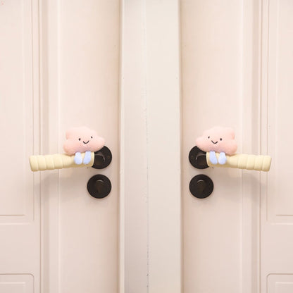 Protective Cover - Set of Two - Cute Cloud-Shaped Door Handle Gloves - Decorative Door Handle Protector Cover - Door Accessories (Pink)