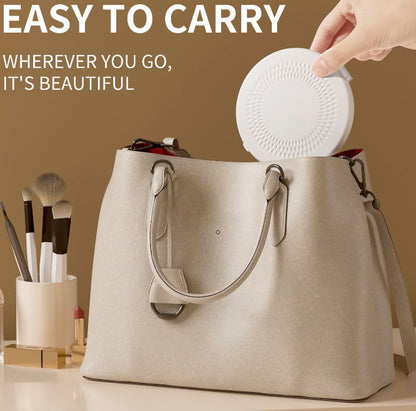Make up mirror - Mini mirror with light - 1x/5x magnification - 10 cm - Rechargeable - Suitable for wallets, pockets, travel and as a gift (Khaki) - Image 2