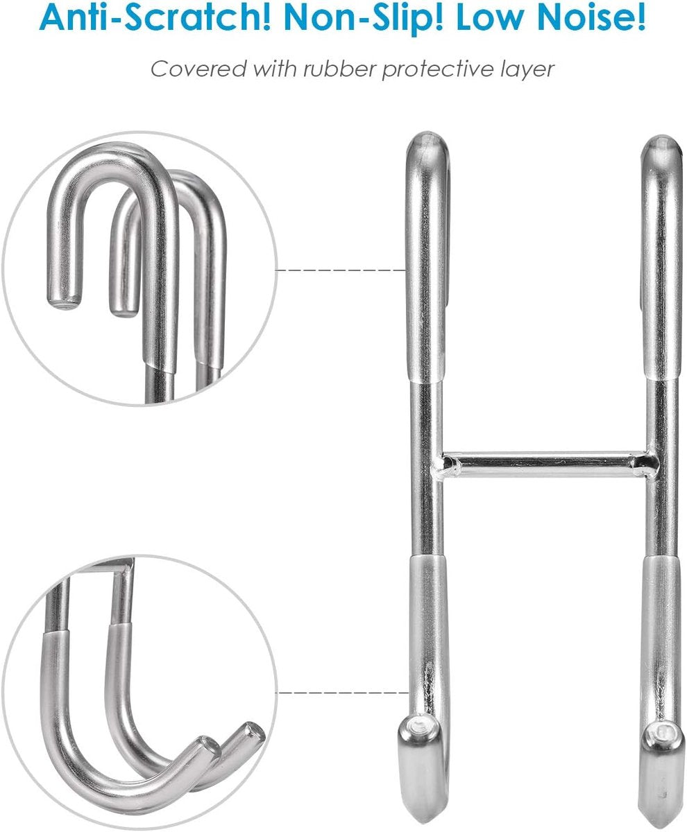 No-Drill Shower Door Hooks - 2-Pack for Rimless Glass Doors - Rubber Scratch Protection - Image 3