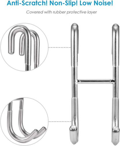 No-Drill Shower Door Hooks - 2-Pack for Rimless Glass Doors - Rubber Scratch Protection - Image 3