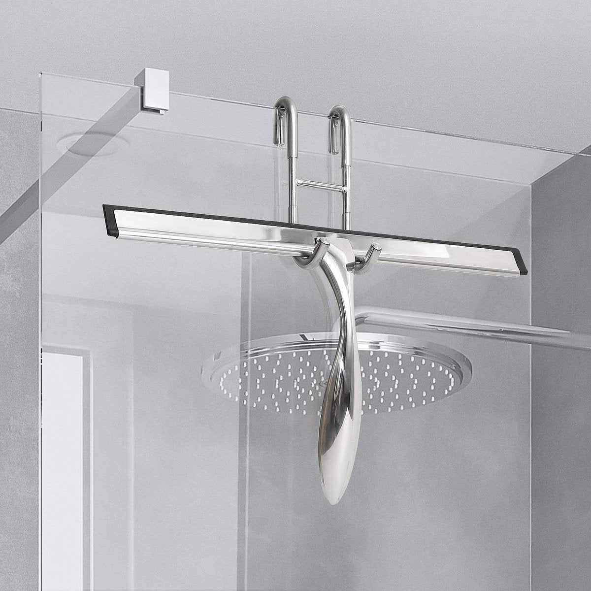 No-Drill Shower Door Hooks - 2-Pack for Rimless Glass Doors - Rubber Scratch Protection - Image 4