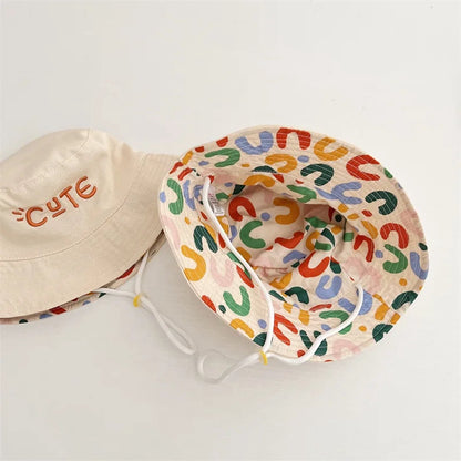 Baby Hat - Reversible Summer Hat - Summer Hat with Embroidered Letters - Size 48 - Image 3