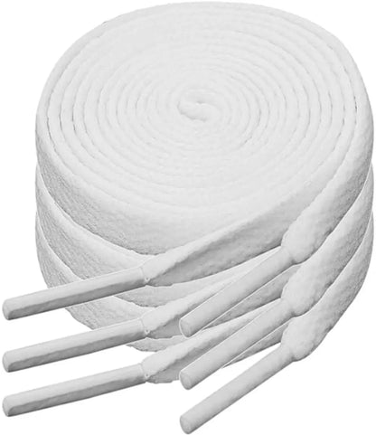 White flat laces - suitable for sports shoes, etc. White 120 cm 3 pairs
