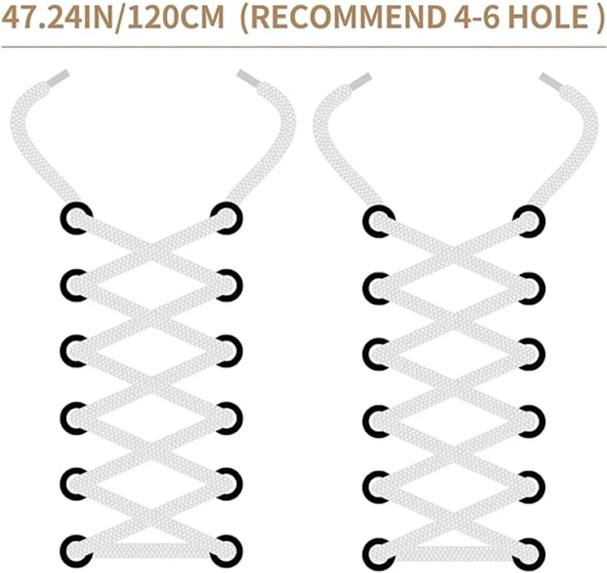 White flat laces - suitable for sports shoes, etc. White 120 cm 3 pairs - Image 2