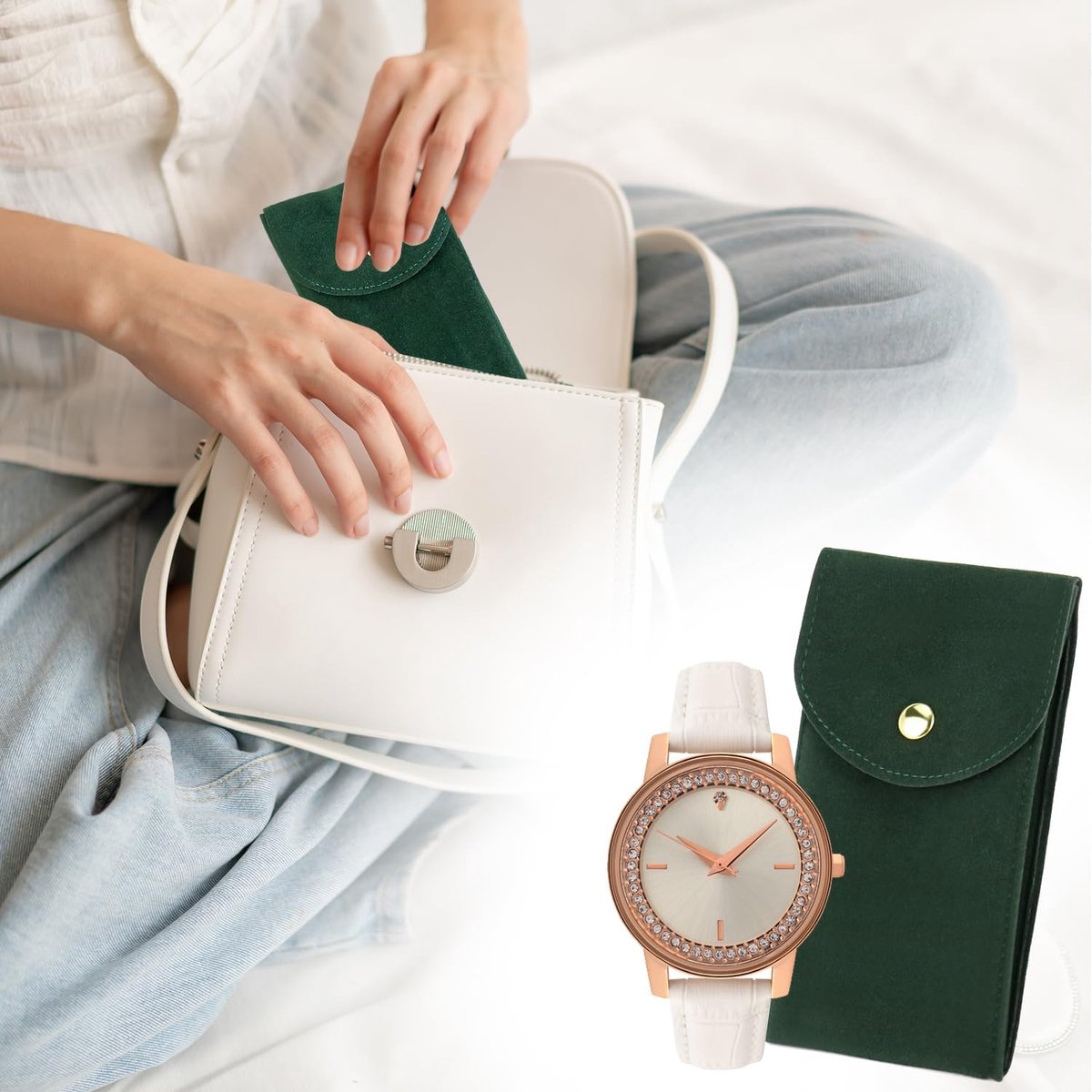 Watch Storage Bags - 4 pcs - Watch Travel Bag - Thickened Double-Sided Fleece Watch Envelope - Jewelry Pouch with Snap Closure - Storage Bag - Watch Pouch with Microfiber Flap - Image 3