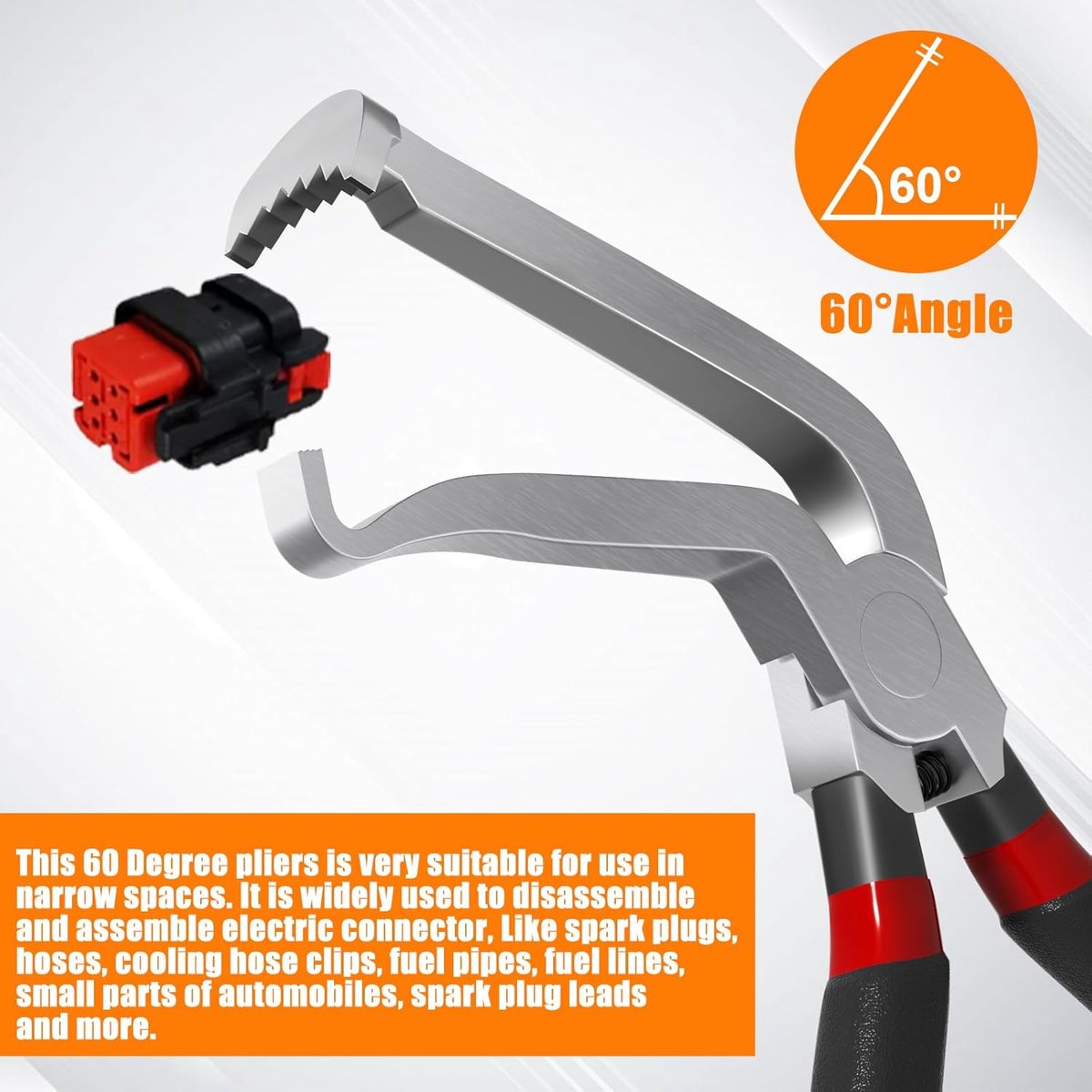 2-Pack Auto Electrical Disconnect Pliers Set - Straight & 60° Angle for All Reach - Non-Slip Handles - Image 3