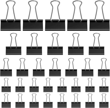 105 ring binders - 15 mm/19 mm/25 mm/32 mm metal paper clips - black folding clips - double-folded ring binders - for papers and documents