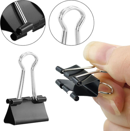 105 ring binders - 15 mm/19 mm/25 mm/32 mm metal paper clips - black folding clips - double-folded ring binders - for papers and documents - Image 2