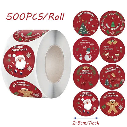 Stickers - Christmas Stickers - Cartoon Stickers - 2 Rolls - Approximately 500 stickers per roll - The best choice for decorating Christmas gifts - Image 2