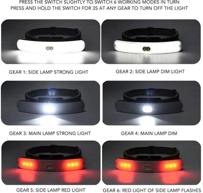 Headlamp LED Rechargeable - Headlight - COB Headlamp - 6 Light Modes - USB Rechargeable - Headlamp Flashlight - Suitable for Fishing and Running - Image 8