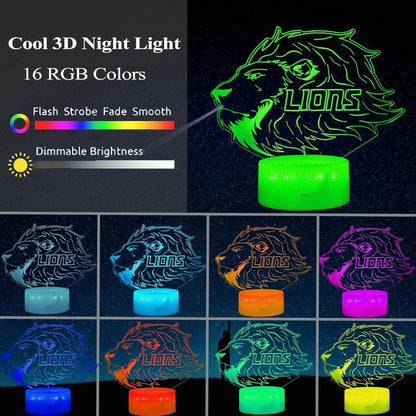 Night Light for Kids - 3D - Baby Night Light - 16 Color Changes - With Remote Control and Timer - RGB Flashing Mode - Bedroom Table Lamp - Lion Light - Christmas and Birthday Gift - Image 5