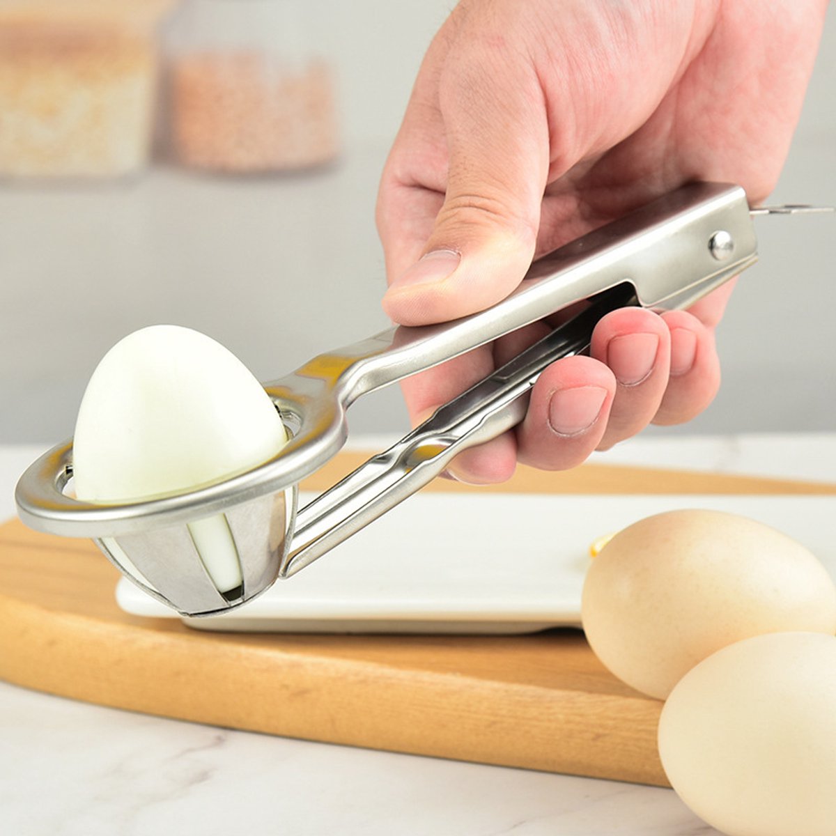 Egg Slicer - Stainless Steel Egg Slicer - Kitchen Utensils - Stainless Steel Kitchen Gadgets - Top Quality Egg Slicer - Egg Divider - Image 2