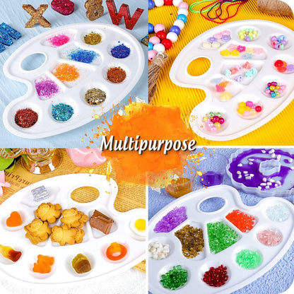 Two-piece oval paint palette - plastic paint tray - palette with thumb hole - suitable for adults and children - perfect for painting or DIY craft lessons - white - Image 6