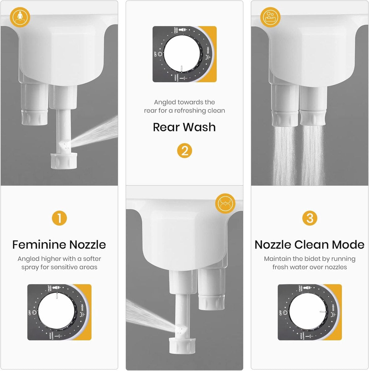 bidet - Toilet bidet | With 2 spray heads - Self-cleaning bidet spray - Adjustable water pressure - Toilet bidet attachment - Comes with a bidet installation video - Image 4