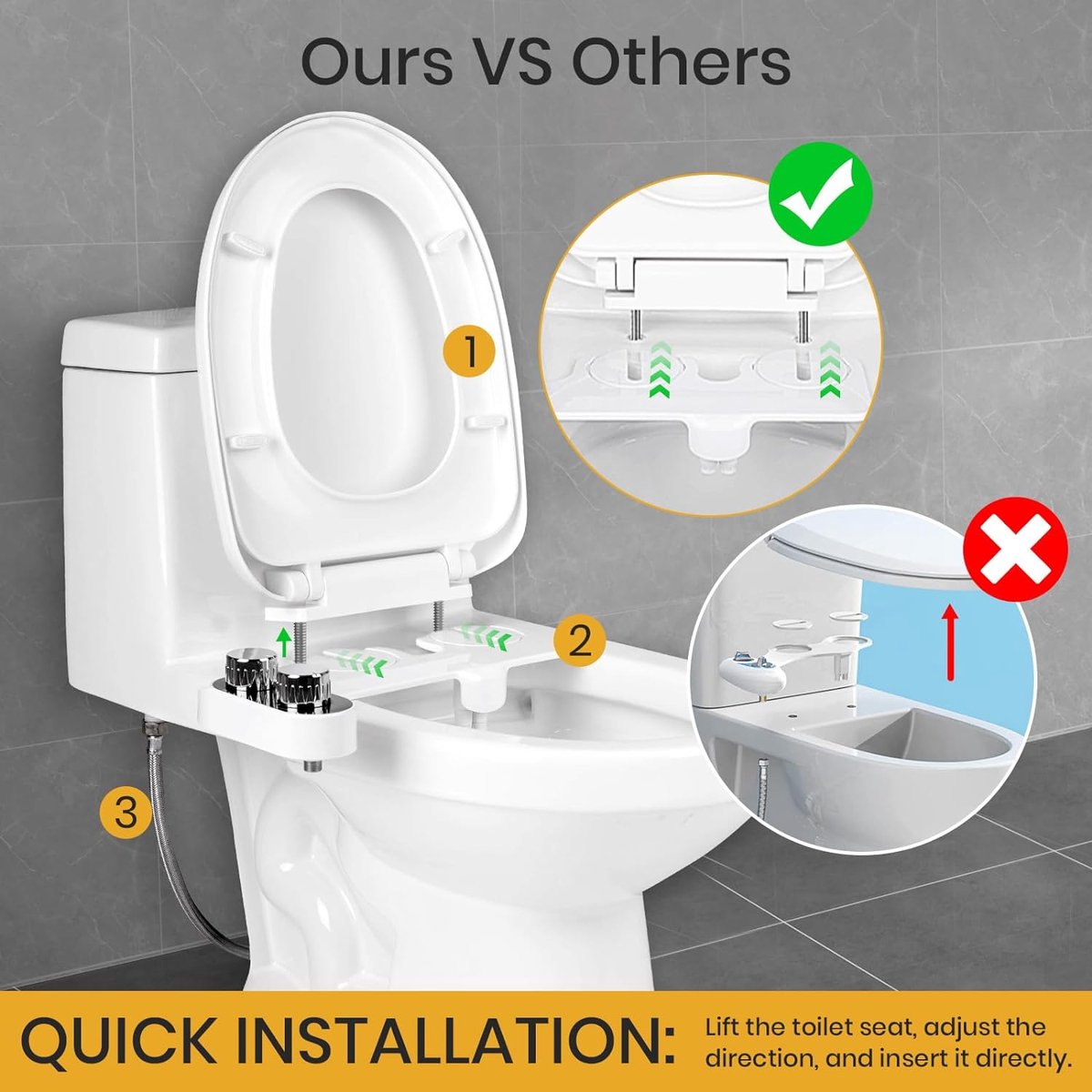 bidet - Toilet bidet | With 2 spray heads - Self-cleaning bidet spray - Adjustable water pressure - Toilet bidet attachment - Comes with a bidet installation video - Image 6