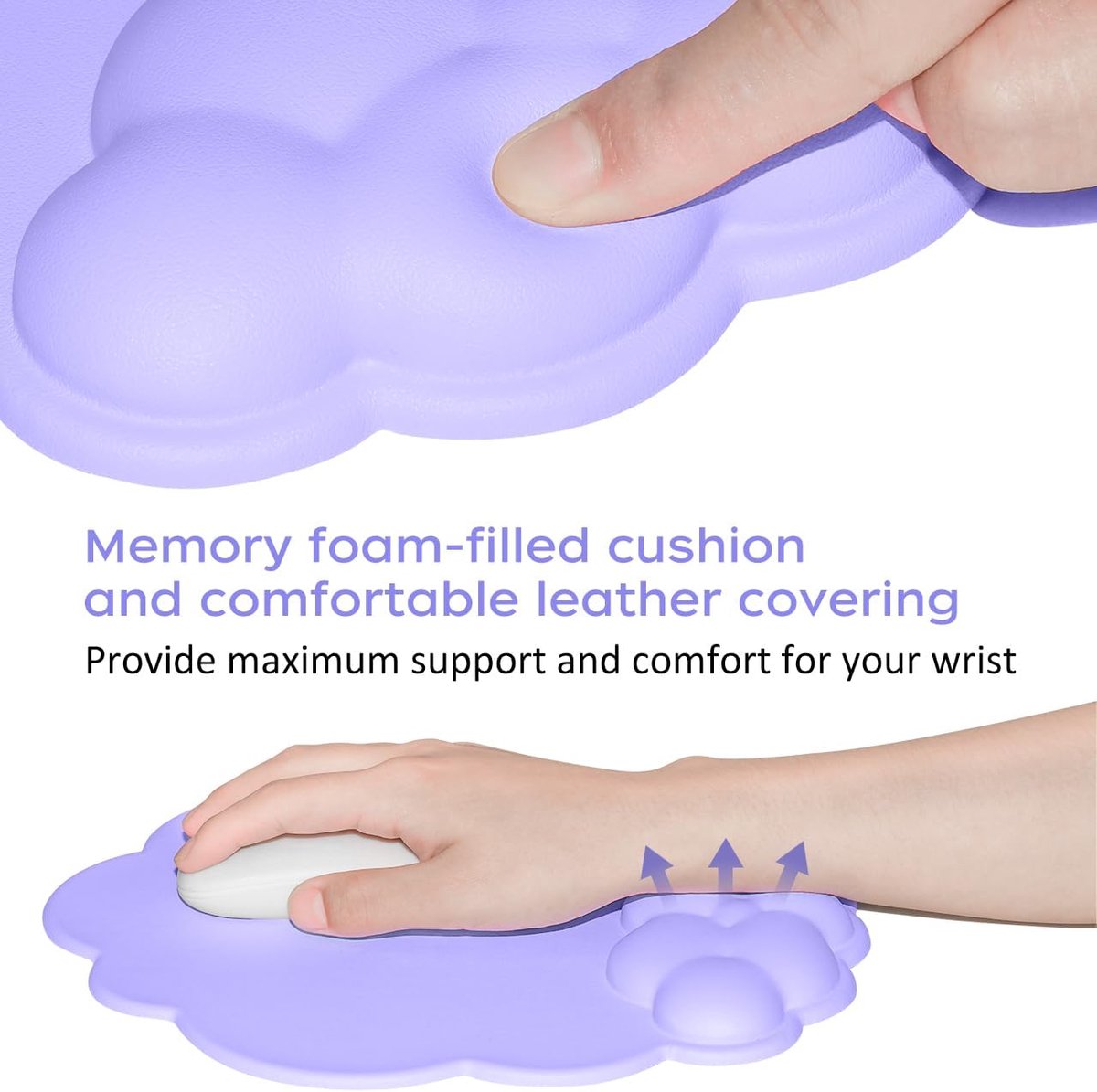 Mouse Pad - Mouse Pad with Wrist Rest - Ergonomic Mouse Pad - Mouse Pad with Leather Surface, Suitable for Computers, Laptops, Office, Home and Travel, with Non-Slip Bottom - Purple - Image 3