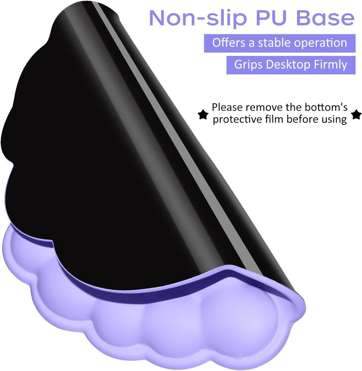 Mouse Pad - Mouse Pad with Wrist Rest - Ergonomic Mouse Pad - Mouse Pad with Leather Surface, Suitable for Computers, Laptops, Office, Home and Travel, with Non-Slip Bottom - Purple - Image 4