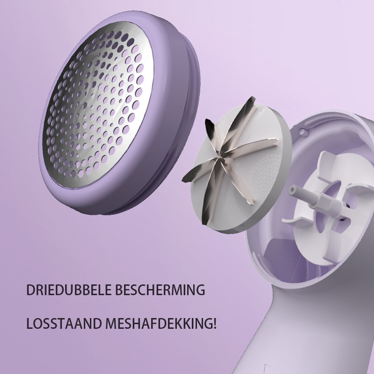 Rechargeable Lint Remover with Display - Lint Remover - Suction and Shave Function - Lint Remover - Type-C Charging - 3 Working Modes & 6-Blade System - Purple - Image 2