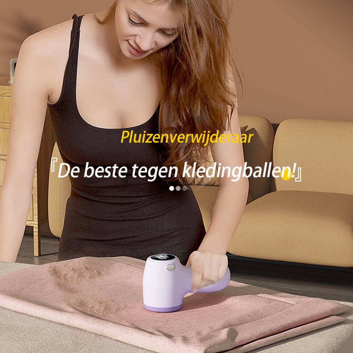 Rechargeable Lint Remover with Display - Lint Remover - Suction and Shave Function - Lint Remover - Type-C Charging - 3 Working Modes & 6-Blade System - Purple - Image 7