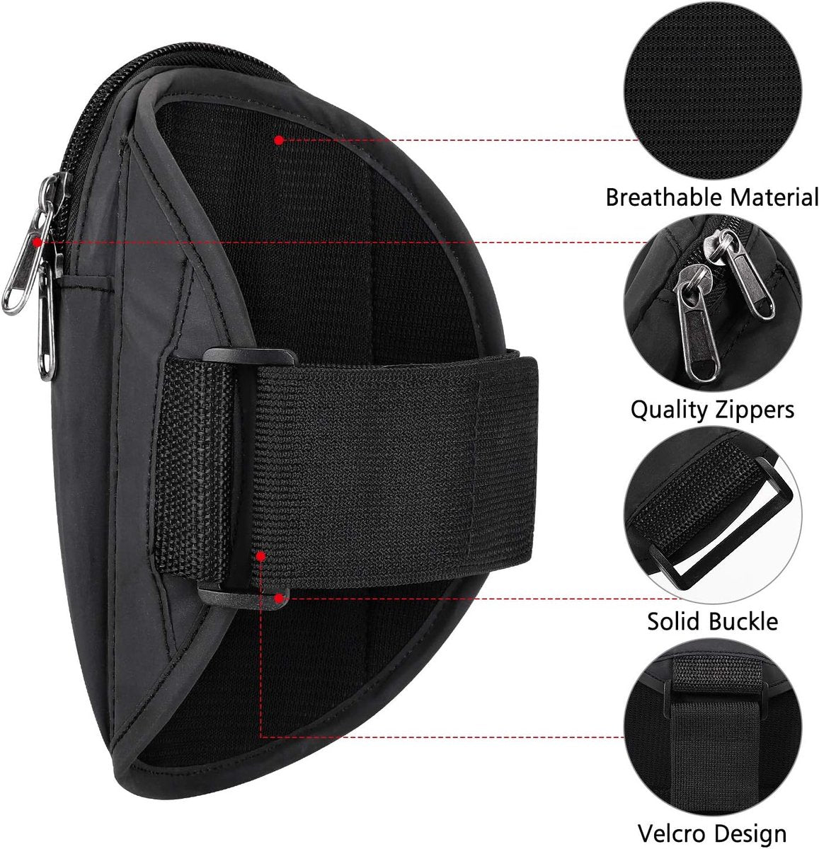 Sports Bag - Running Armband - Phone Holder for Running - Reflective Sports Accessories - With Adjustable Shoulder Strap - Suitable for Running, Camping and Hiking (Vegetable) - Image 3