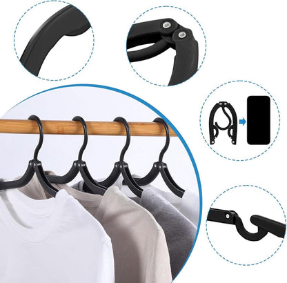 12-pack - Travel Hangers - Portable - Foldable Hangers - Travel Accessories (Black) - Image 4