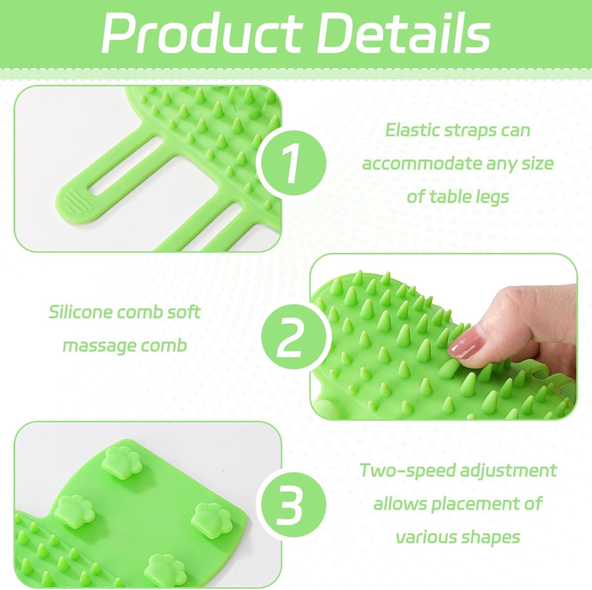 Cat Toys - Set of 4 - Scratching Post - Cat Comb - Made of Silicone - Reduces flying hair, scratching and itching - An excellent gift for cat lovers to give to their beloved pets. - Image 3