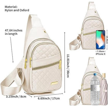 Unisex Shoulder Bag - 5 Storage Pockets & Cable Grommet - Women's Crossbody Bag - Men's Crossbody Bag - Crossbody Bags - Sling Bag - Adjustable Carrying Style (Cross/Shoulder/Chest) - White - Image 5