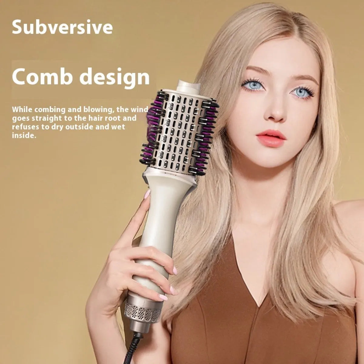 3-in-1 Multistyle Hair Dryer - Dryer, Styling Brush & Curling Iron - Hair Dryer Brush - Curling Brush - 650W, 4 Adjustable Settings