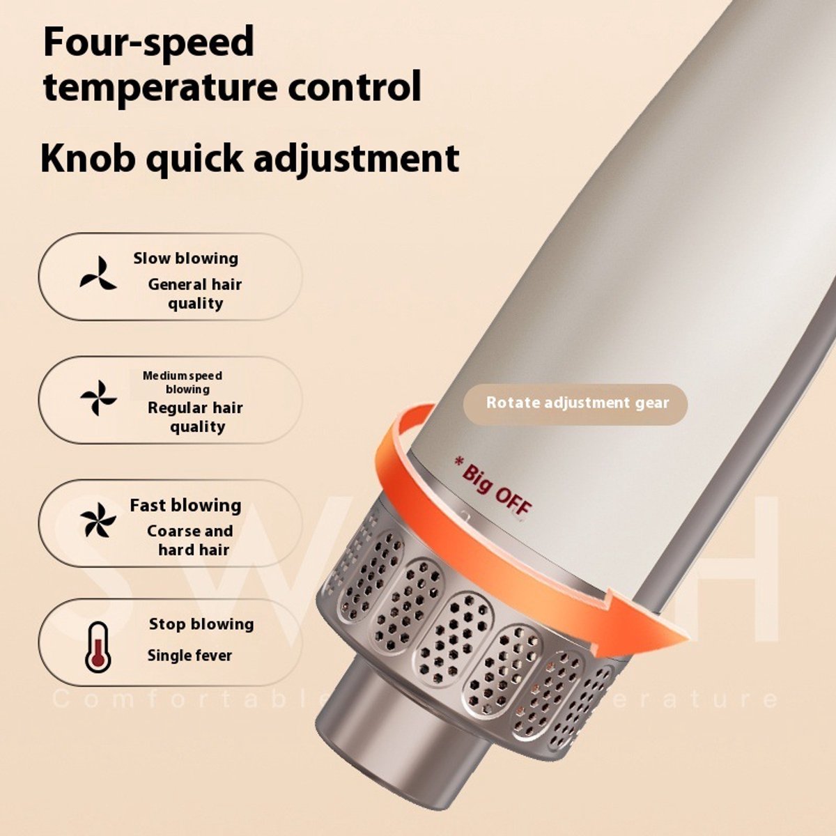 3-in-1 Multistyle Hair Dryer - Dryer, Styling Brush & Curling Iron - Hair Dryer Brush - Curling Brush - 650W, 4 Adjustable Settings - Image 4