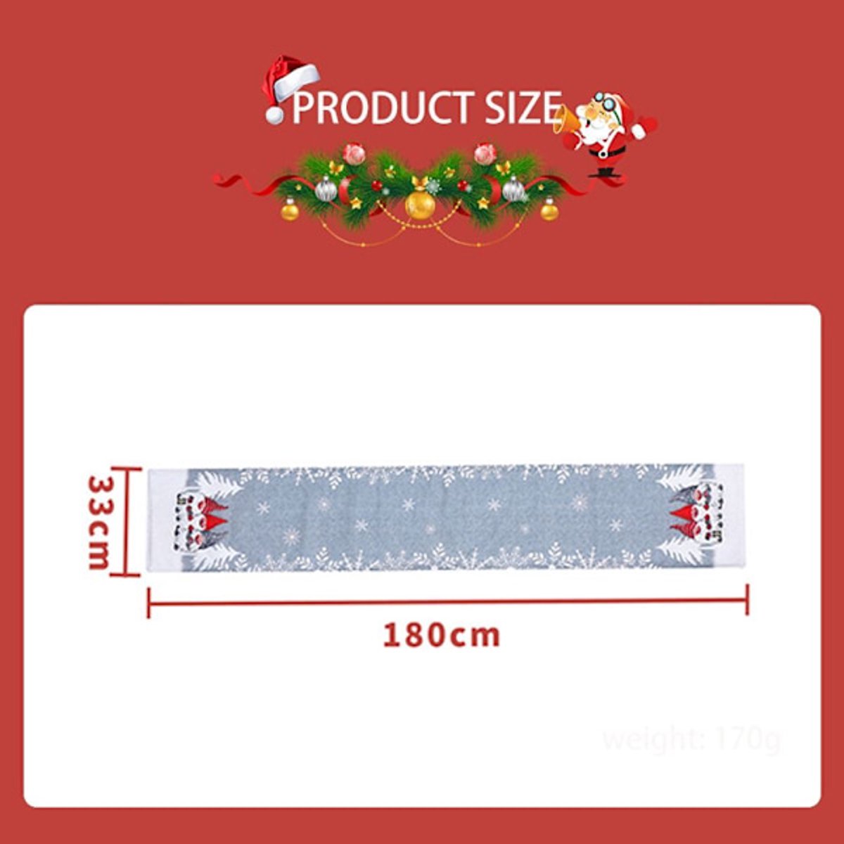 Tablecloth - Two-pack - Christmas tablecloth - Snowflake table runner - textile table runners (Gray + Red) - Image 2