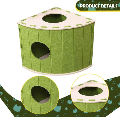 Cat House - Cat Basket - Cat Den - Felt-Shaped Cat Bed - Suitable for All Seasons - Warm | Scratch-Resistant - Pet Bed | Deep Sleeping Bed - Green - Image 2