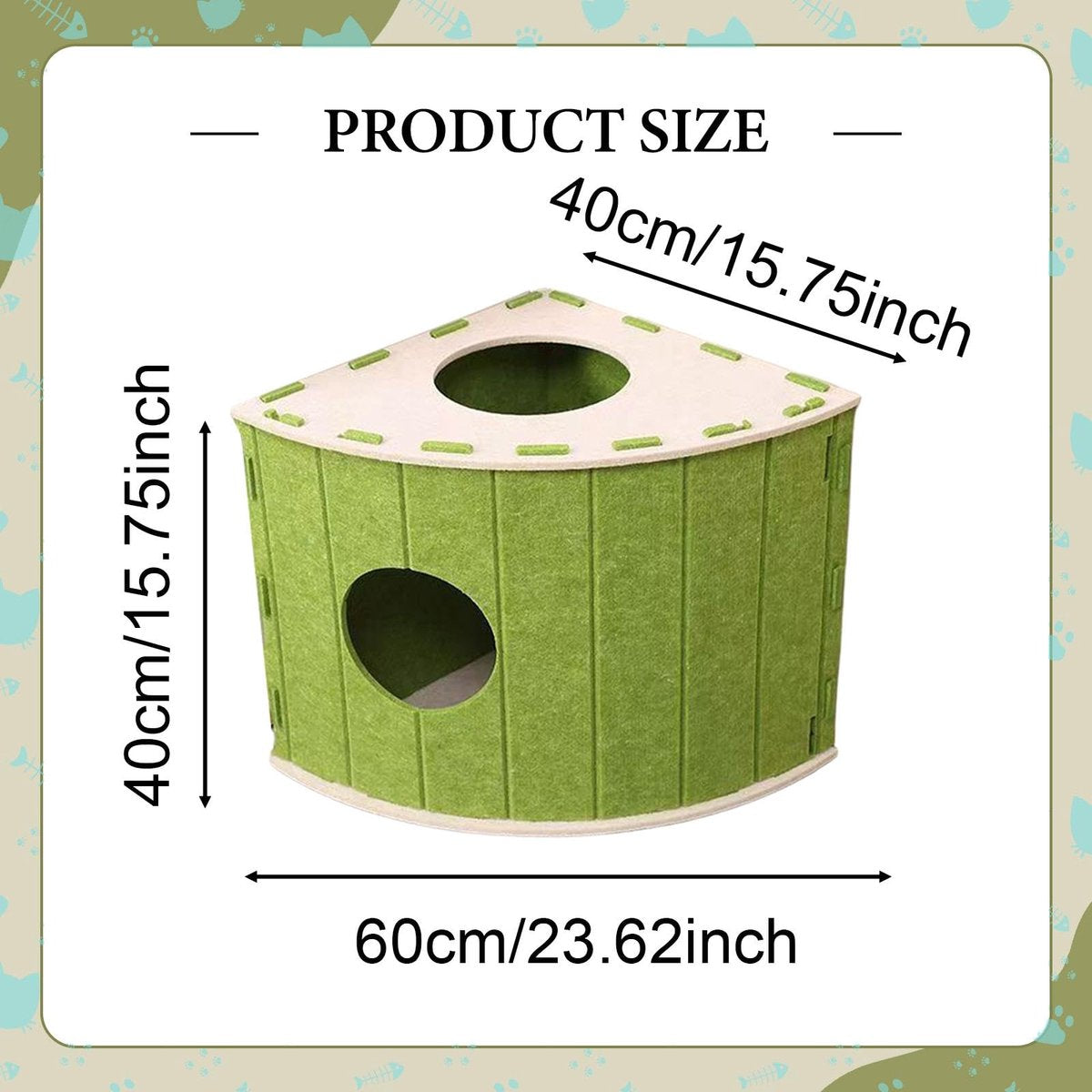 Cat House - Cat Basket - Cat Den - Felt-Shaped Cat Bed - Suitable for All Seasons - Warm | Scratch-Resistant - Pet Bed | Deep Sleeping Bed - Green - Image 3