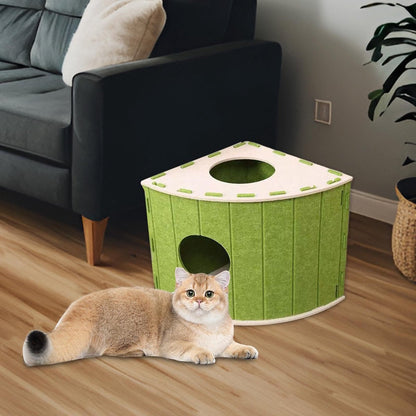 Cat House - Cat Basket - Cat Den - Felt-Shaped Cat Bed - Suitable for All Seasons - Warm | Scratch-Resistant - Pet Bed | Deep Sleeping Bed - Green - Image 4